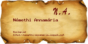 Némethi Annamária névjegykártya